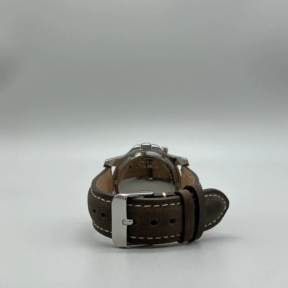 Fossil PR-5164 Mens Watch 43mm Backlight Date Brown Leather New Battery